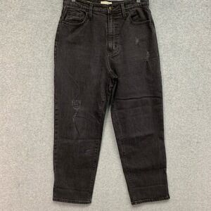 Universal Thread Vintage Straight Jeans Women's 8/29R Black High Rise Distressed
